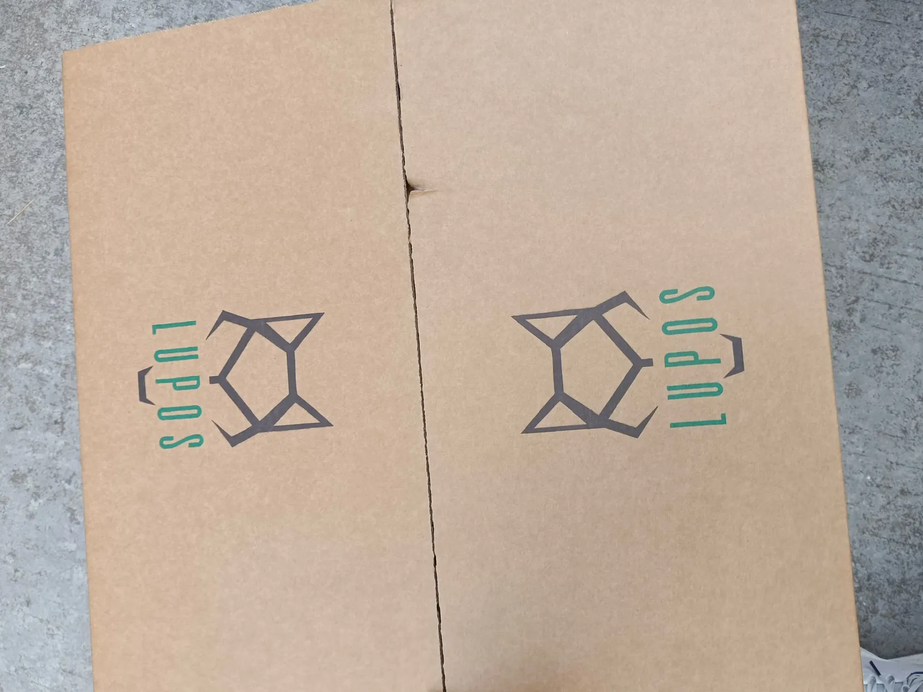 Üstten görünüm Lupos logolu ürün kutusu detay görüntüsü